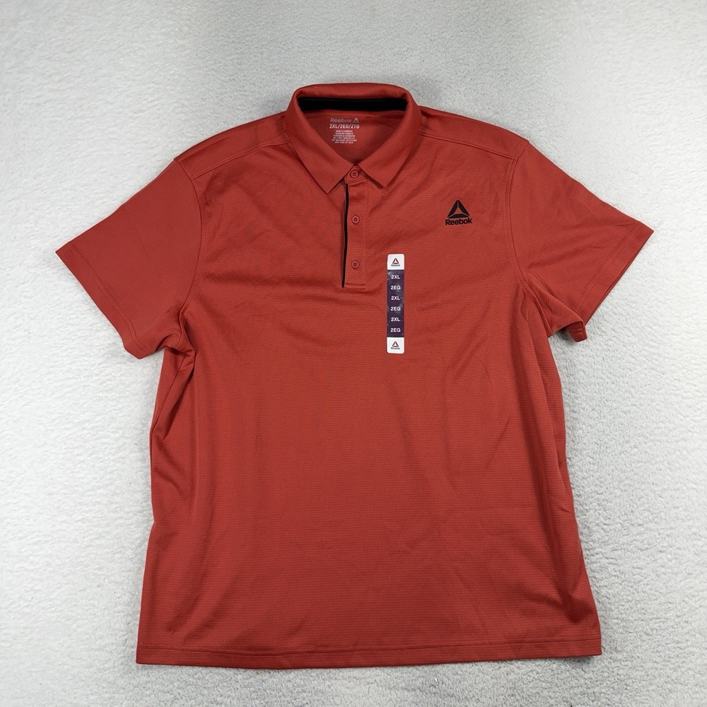 Reebok Mens Peformance Jacquard Polo - Crimson - Size 2XL Logo New w/ Tags